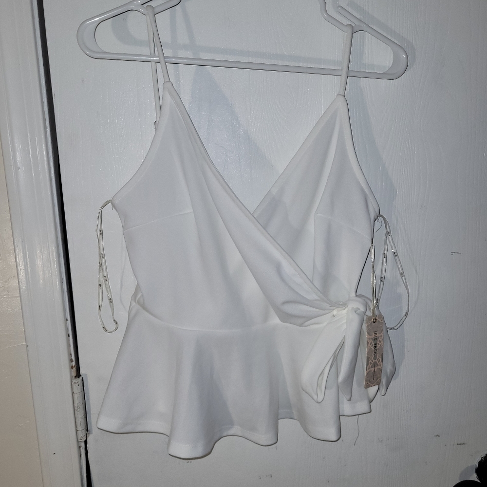 NEW Iris White Tie Side Thin Strap Blouse